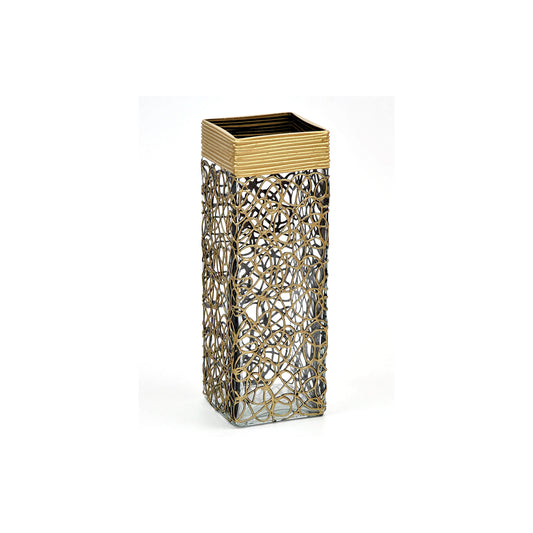 Gold Glass Vase | Square vase | Art Decorated Glass Vase for flowers | Table vase 12 inch | Interior Design | Home Decor - Pynck Shop