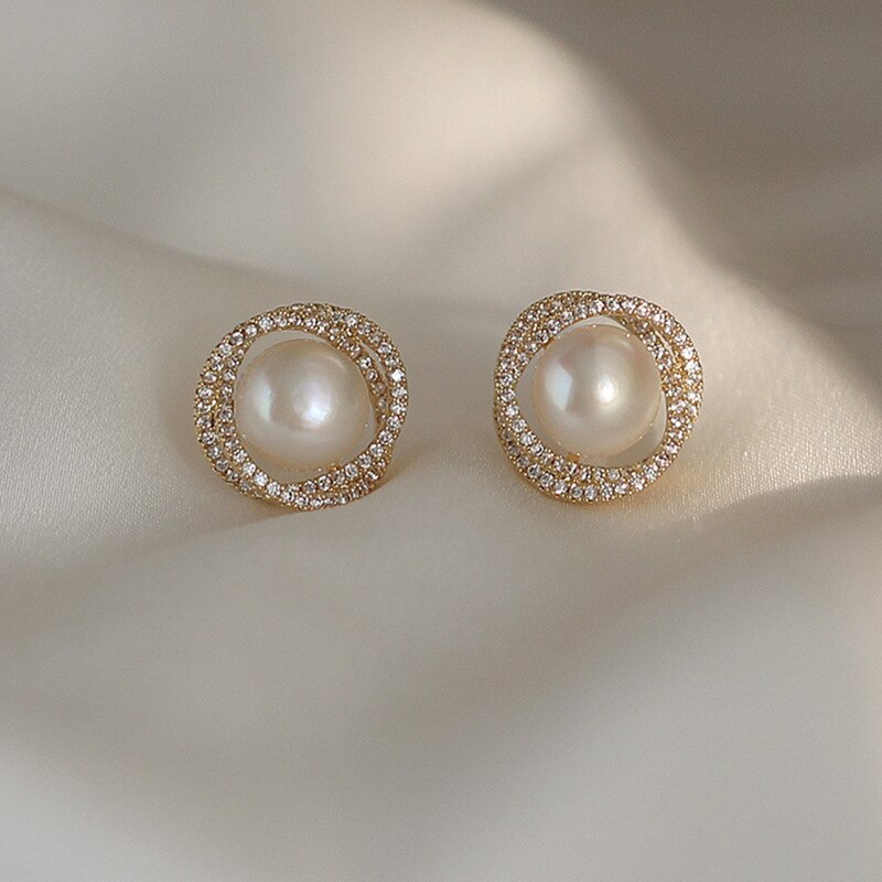 Pearl Earrings Stud Knot