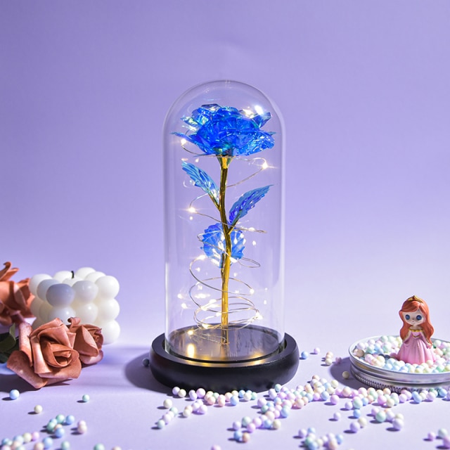 Beauty and The Beast Preserved Roses In Glass with LED Light