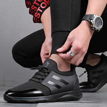 Boys Casual Shoes Black Mesh Men Walking Sneakers